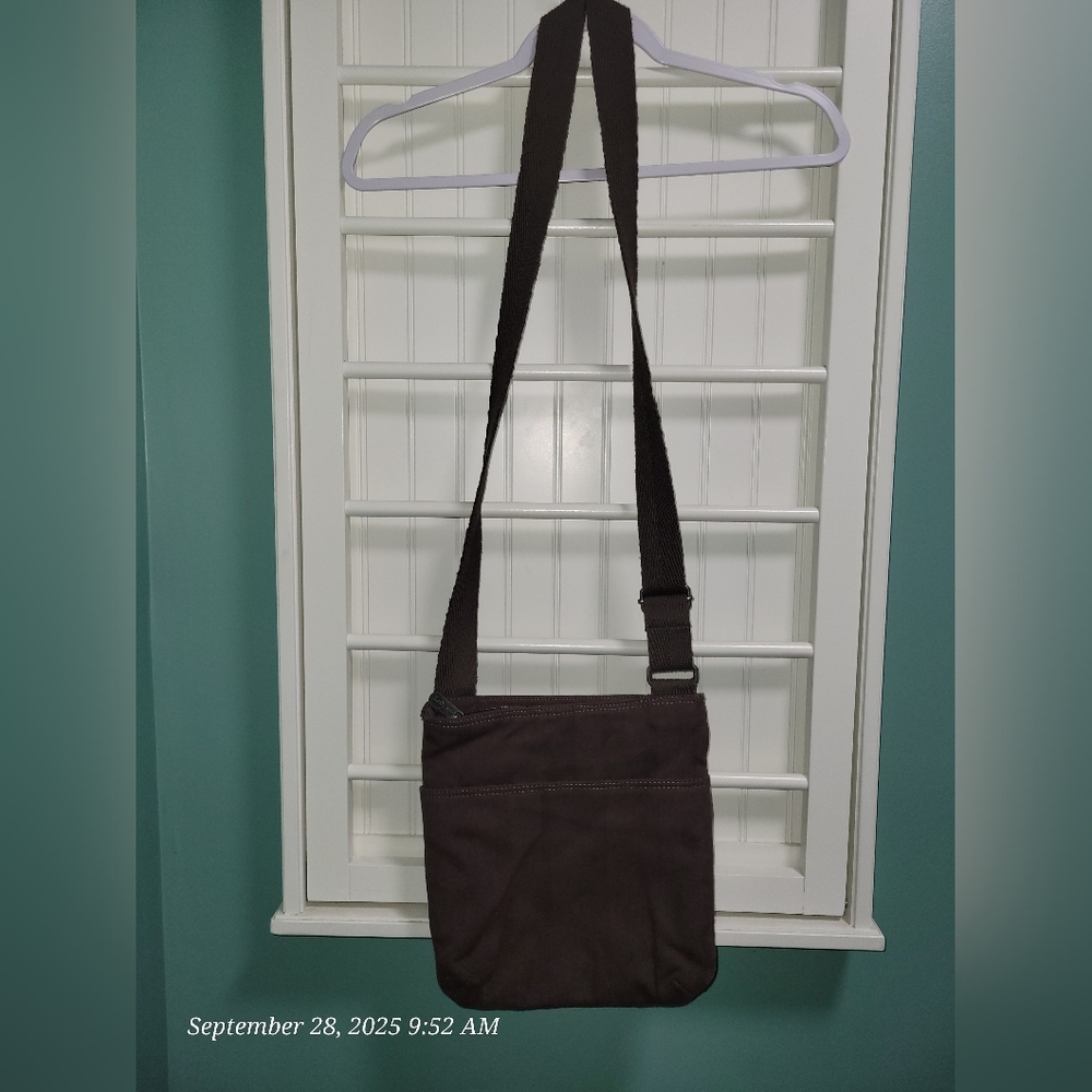 Thirty One Brown Canvas Messenger Crossbody Bag